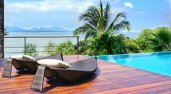 lusso, ricorrere, Ranong, Tailandia, mare delle Andamane, piscina, lettini, rilassante, tranquillo, calmo, tranquillo, tropicale