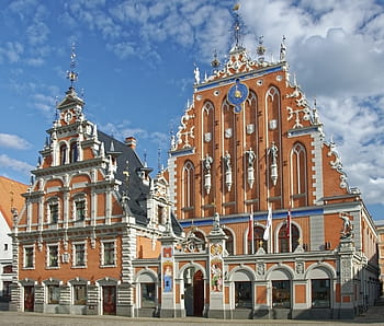 Lotyšsko, riga, dům černých teček, historické centrum, architektura, fasády, domy, historicky, státy