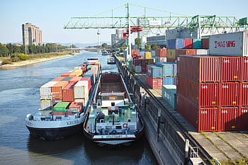 Mannheim, Hafen, Schiffe, Kran, Container, Ladung, neckar, junger Busch, Wasser, Transport, Rhein