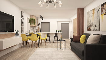 cucina-soggiorno, soggiorno moderno, studio, interior design, 3d, sala, cucina, design, interno, architettura, costruzione