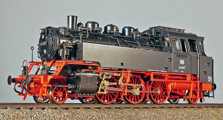 parní lokomotiva, Modelka, stupnice h0, tanková lokomotiva, personenzuglok, uzamkne, kromě stop, modelová železnice, hračky, br64, br 64