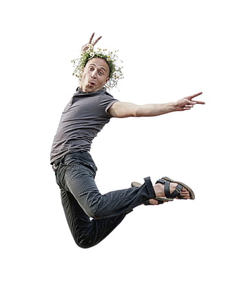 expression, fun, happy, isolated, jeans, joy, joyful, jumping, male, man, one