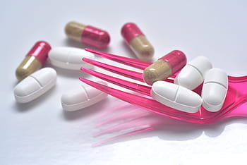 tablety, lék, zapouzdřit, antibiotika, Vidlička, jíst, lékárna, léčiv, léčení, lékařský, velký