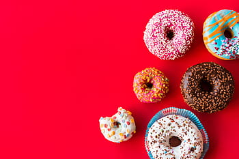 donat warna-warni, sarapan, warna-warni, warna, donat, desain datar, makanan, pecinta makanan, senang, lapar, anak-anak