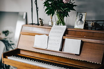 antiguo, piano, partituras, vintage, interior, nadie, teclado, de madera, música, sin gente, marfil