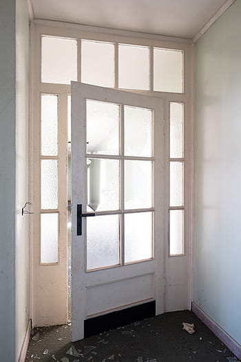 dveře, vloupání, zničení, vandalství, sklenka, zlomený, byt, rozbití skla, poškození, rozbité sklo, okna