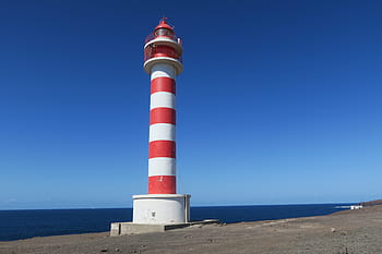 lighthouse, sky, blue, coast, vacations, summer, gran canaria, red, white
