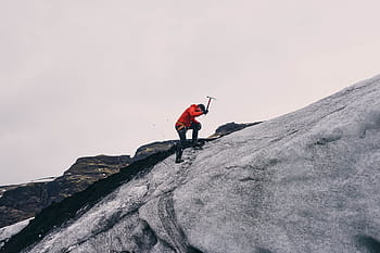 Bergsteigen, Bergsteiger, Eispickel, Gletscher, Berg, Abenteuer, steigen, aktiv, Mann, Person, Aktivität