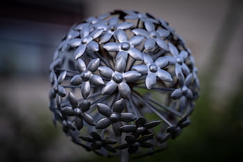 umělecká díla, dekorace, míč, kov, zahrada, deco, kýč, květiny, šrotu sochařství, ornament, sochařství