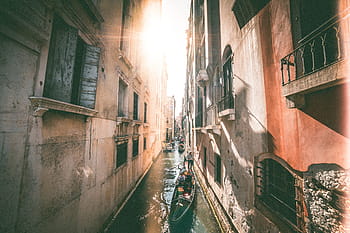 kanal venesia, gondola, arsitektur, perahu, kanal, kanal grande, eropa, bersejarah, rumah, italia, tua