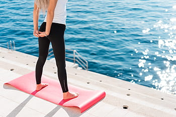 ajuste, mujer, estiramiento, cuerpo, yoga matutino, rutina, activo, rubia, cardio, ejercicio, cuerpo en forma