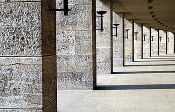 berlin olympic stadium, architecture, historically, gang, light and shadow