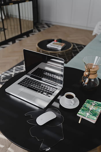 lugar de trabajo, computadora portátil, mesa, hogar, interior, mueble, oficina, moderno, espacio de trabajo, computadora, ratón mágico