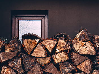 wood, lumber, firewood, stacked wood, woodpile, cut wood, timber, wood logs, wood texture, wood grain, window view