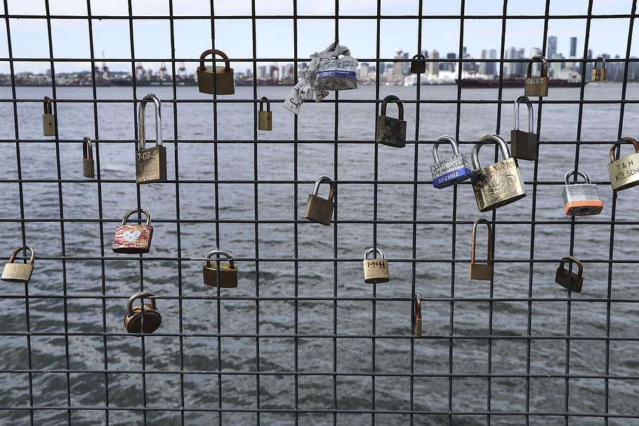 love, locks, north vancouver, british columbia, lonsdale, quay, love locks