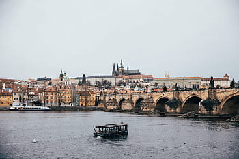 panoramatický, Pohled, řeka vitava, Česká republika, panoráma města, Pozadí, architektura, hrad, kupole, Evropa, gotický