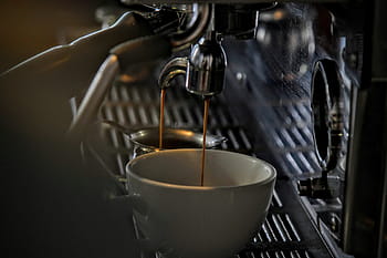 nic, jako, čerstvě, vaří, espresso, ráno, barista, káva, crema, pohár, napít se