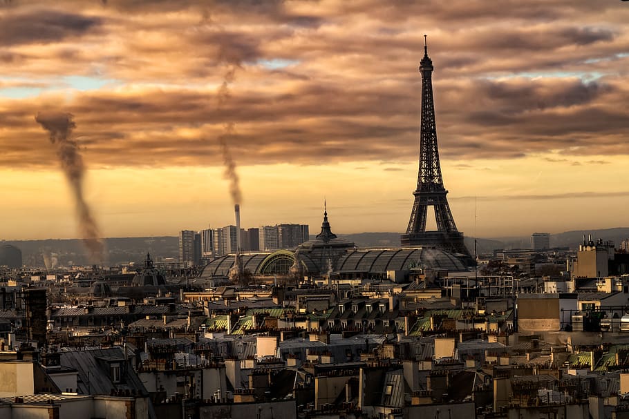 paris, eiffel tower, france, symbol, tourism, evening, city, color