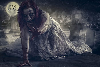 manipulace, čarodějnice, zombie, hřbitov, hrůza, žena, ptáků