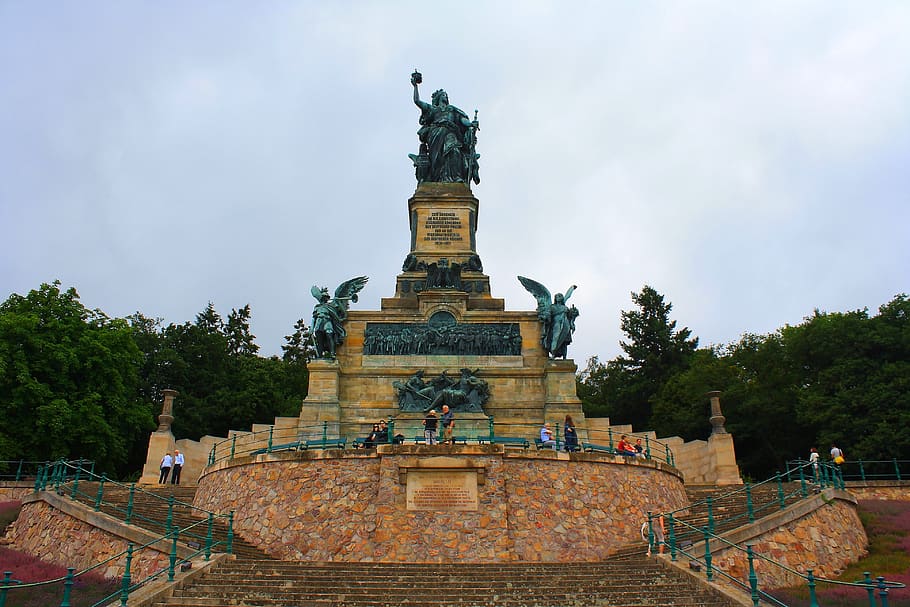monument, germania, the niederwalddenkmal, statue, rüdesheim, hesse, places of interest
