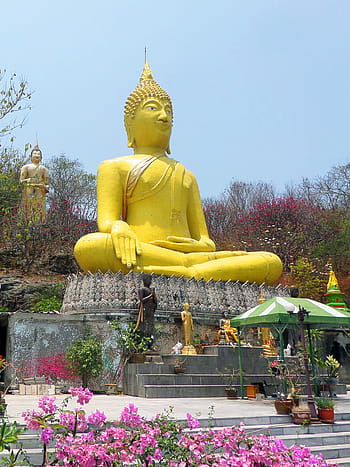 giant hillside buddha statue, koh sichang island, gulf, thailand, buddha, buddhism, buddhist, statue, thai, landmark, religion