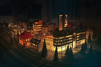 デザインモデル、 家、 鉄道駅、 夜景、 デコレーション、 光、 ミニチュア、 夜、 紙、 駅、 おもちゃ