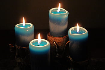 candles, candlelight, light, flame, shining, burn, mood, contemplative, blue candles, advent, atmosphere