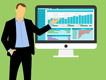uomo d'affari, schermo, pieno, grafici, grafici., icone di sistemi, integrazione del sistema, sistema informatico, computer, processi, Rete