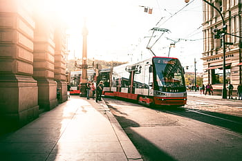 trem, jalan-jalan praha, republik ceko, arsitektur, bangunan, kota, ceko, malam, jam emas, kota tua, praha