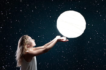 Mond, Platz, Astronomie, dunkel, Kind, Himmel, Mädchen, Star, Nacht-