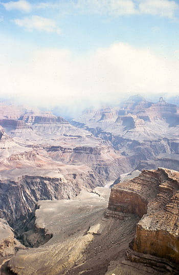 letecký, Pohled, velký, kaňon, arizona, Amerika, Krásná, mraky, colorado, poušť, eroze