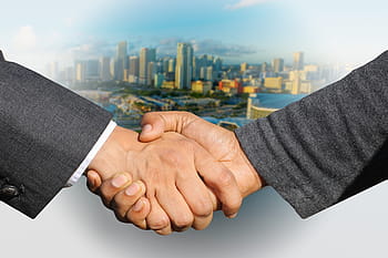 shaking hands, handshake, skyline, city, hands, welcome, agreement, contract, hand giving, negotiation, finger