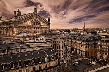 paris, view, france, perspective, architecture, opera, panorama, sky