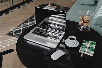 lugar de trabajo, computadora portátil, mesa, hogar, interior, mueble, oficina, moderno, espacio de trabajo, computadora, ratón mágico