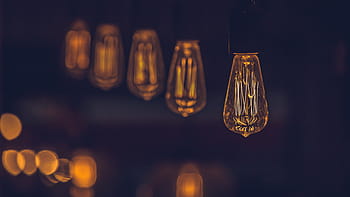 zavřít, žárovka ve stylu edison, několik, žárovky, rozmazané, Pozadí, dekorativní, retro, světelný, žhavé, sklenka