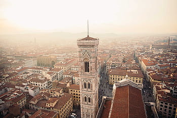 věže, florence, Itálie, obklopen, hliněné střechy, rezidencí, architektura, panoráma města, konstrukce, Evropa, historický