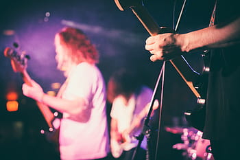 band, stage, three, guitarists, playing, music, artist, bass, entertainment, event, guitar