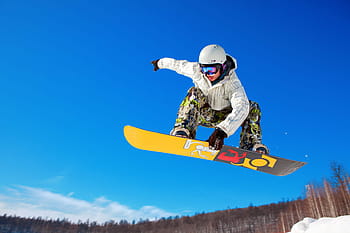 snowboarder, sport, winter, blue, cold, extreme, flying, guy, jump, outdoor, outside