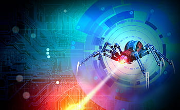web security concept, -, robotic, black, widow spider, protecting, computer, connection, data, digital, internet