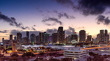 miami, Florida, západ slunce, panoráma, architektura, panoráma města, v centru města, budova, scenérie, městský, nebe