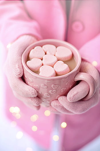 Valentinstag, heiße Schokolade, Heißer Kakao, Rosa, Herzen, Herz Marshmallows, Liebe, romantisch, Romantik, Geburtstag, Hochzeit