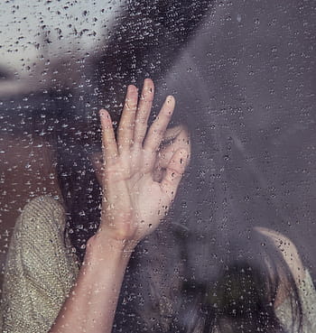 girl, sad, crying, raining, rain drops, window, people, woman