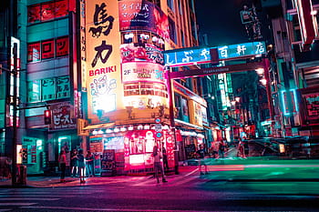tokyo street, city and Urban, hD Wallpaper, japan, lights, neon, night, tokyo