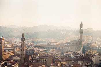 florence, Itálie, mlhavý, zataženo, den, architektura, panoráma města, konstrukce, Evropa, historický, krajina