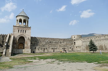 georgia, mtskheta, church, cathedral, tower, wall, historically, middle ages, unesco, world heritage, unesco world heritage