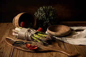 rustic, vegetables, ingredients, food, fresh, wooden spoon, chopping board, table, kitchen, cook, chef