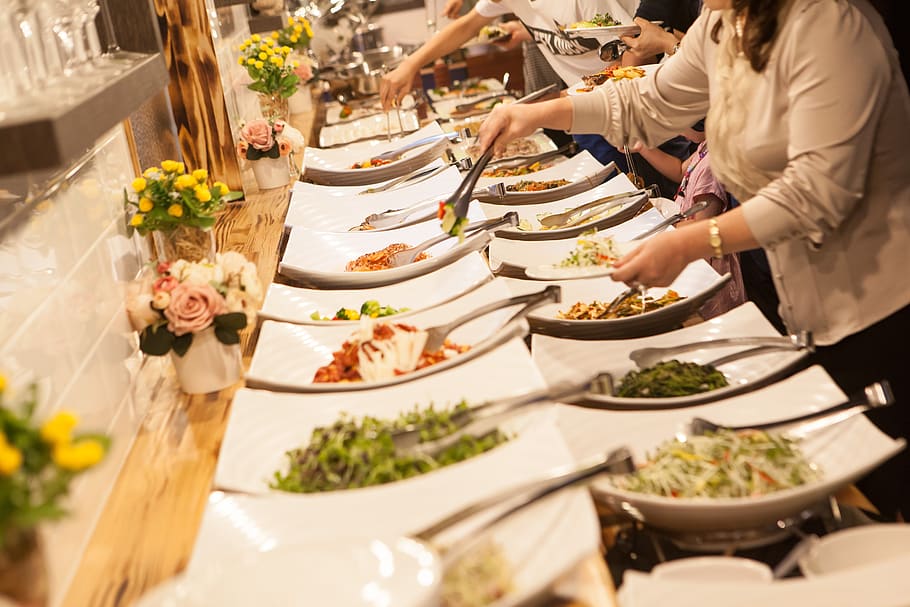 buffet, korean food, birthday, wedding ceremony, food, reception, restaurant, table, congratulations, dining, event