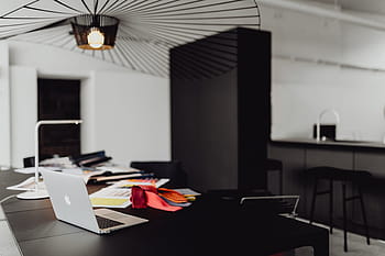 moderno, interior, lugar de trabajo de diseñador, muebles, blanco, oficina, espacio de trabajo, lugar de trabajo, mesa, contemporáneo, trabajo