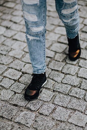 mujer, negro, zapatillas de deporte, azul, jeans, niña, moderno, oro, mujeres, hipster, estilo