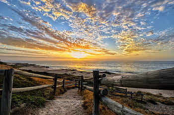sunset, beach, sea, ocean, water, sky, dusk, summer, twilight, clouds, landscape